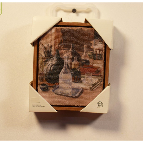 Hearth & Hand with Magnolia 6.5x5.5 Vertical Still Life Bottle Framed Burlap Art - Picture 1 of 6